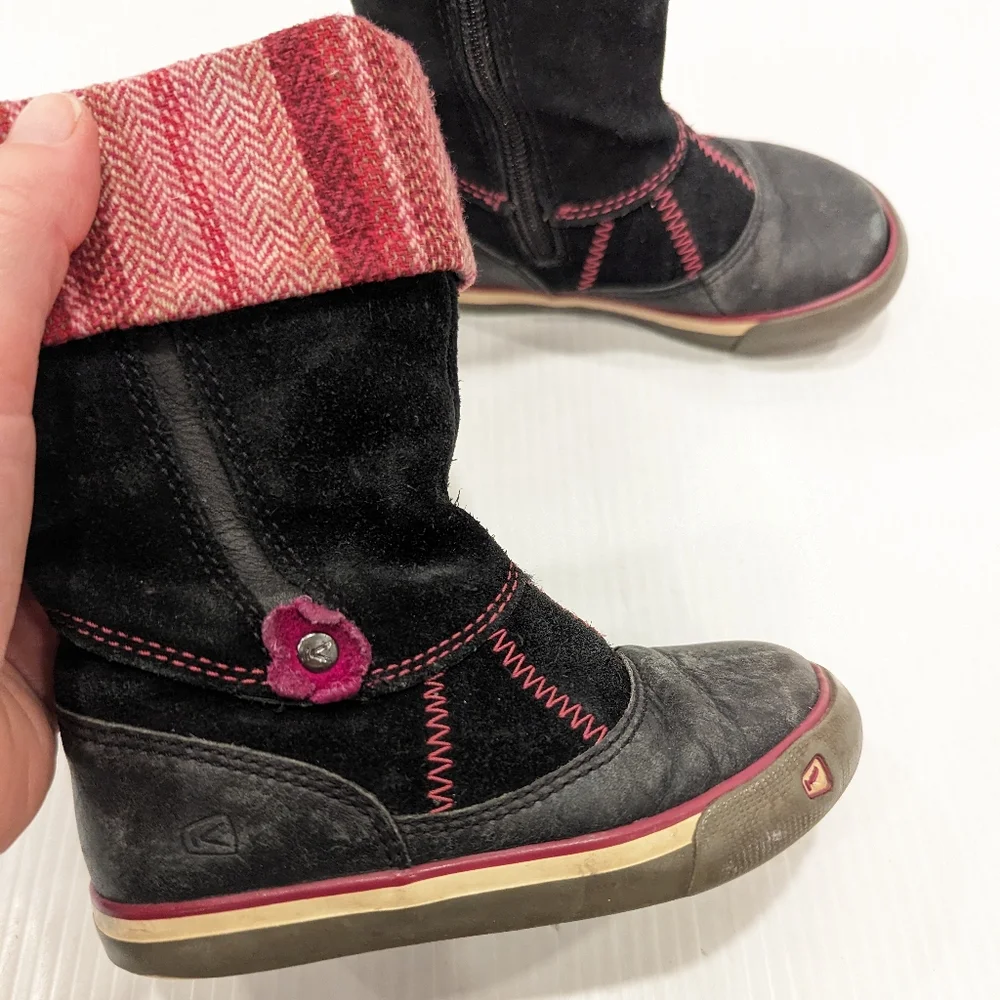 KEEN toddler girls black suede leather tall boots size 8